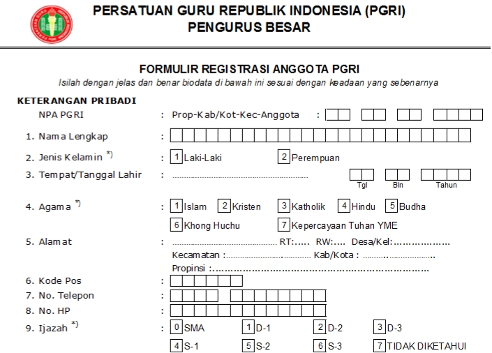 Pendaftaran PGRI Sayosa - Persatuan Guru Republik Indonesia Cabang Sayosa
